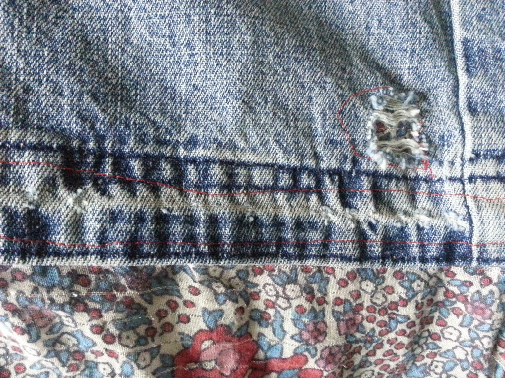 Upcycled cotton shirt and denim skirt