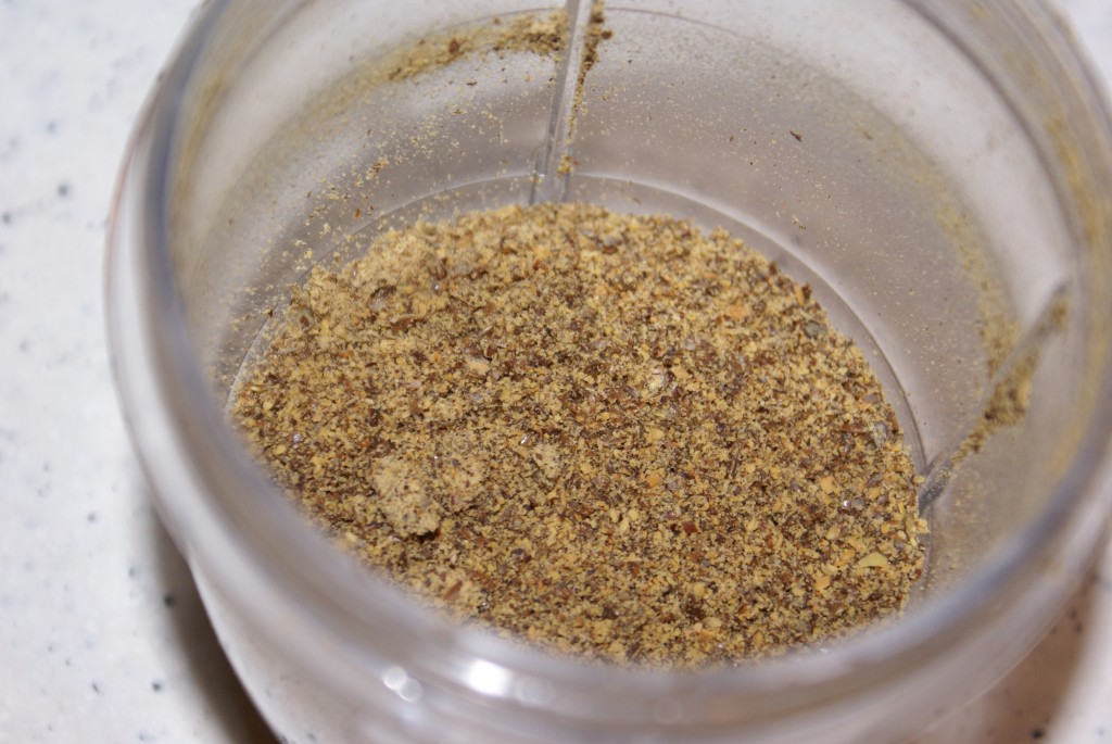 Freshly ground roasted flax meal.