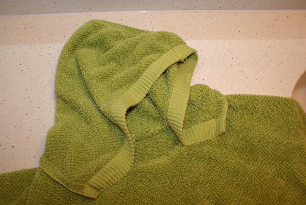 Hooded towel poncho.