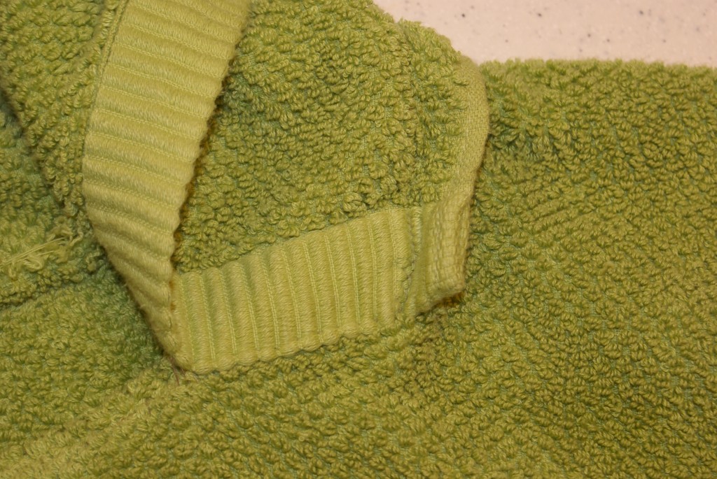 Hooded towel poncho close up