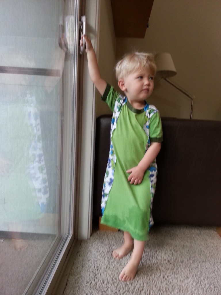 Arlo models his mom-made pajama creation! Arlo models his mom-made pajama creation!