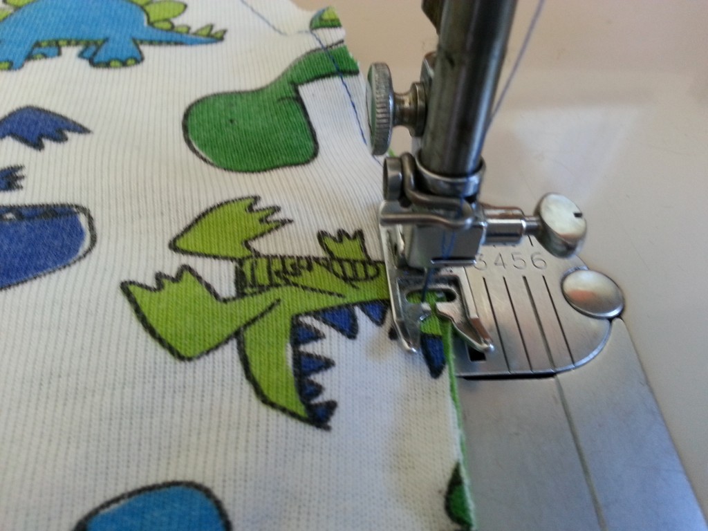 Straight stitch - right across the dinosaurs head! Straight stitch - right across the dinosaurs head!
