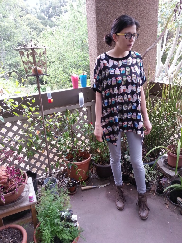 Back at home on my balcony with my plants and my silk owl shirt from Shanghai. Back at home on my balcony with my plants and my silk owl shirt from Shanghai.