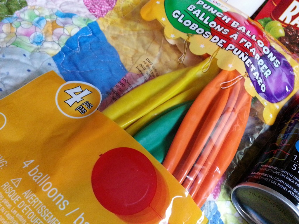 Punching balloons - also to stuff into plastic eggs.