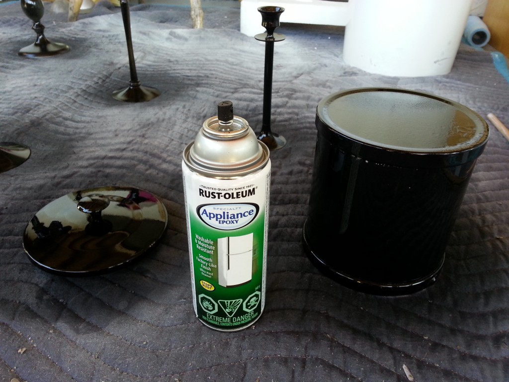 Appliance epoxy spray paint to give it an enamel finish.