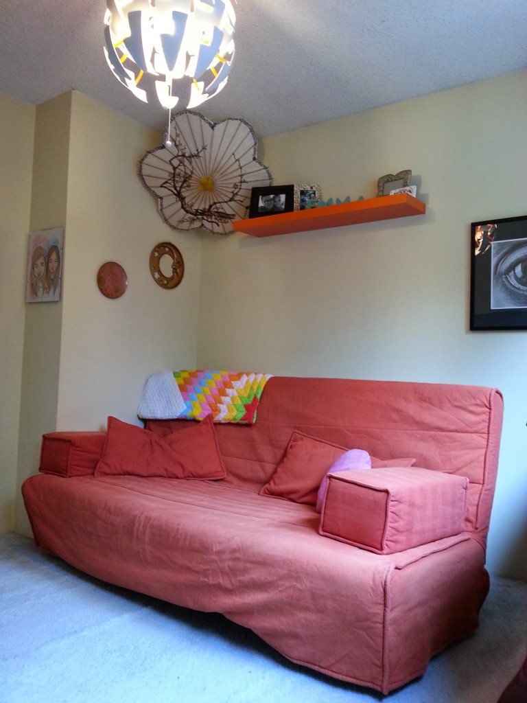 Futon as couch when Emma is away.