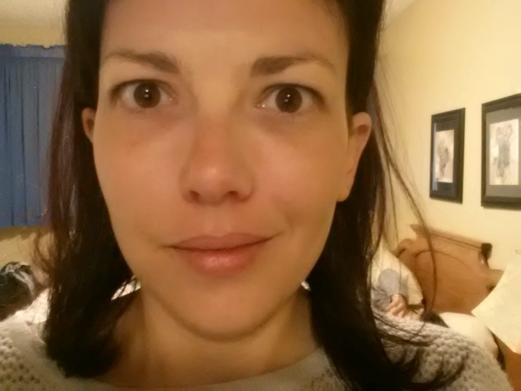 Here I am in the summer at my in-laws with a ton of foundation caked on my brows. This look is too sparse for me.