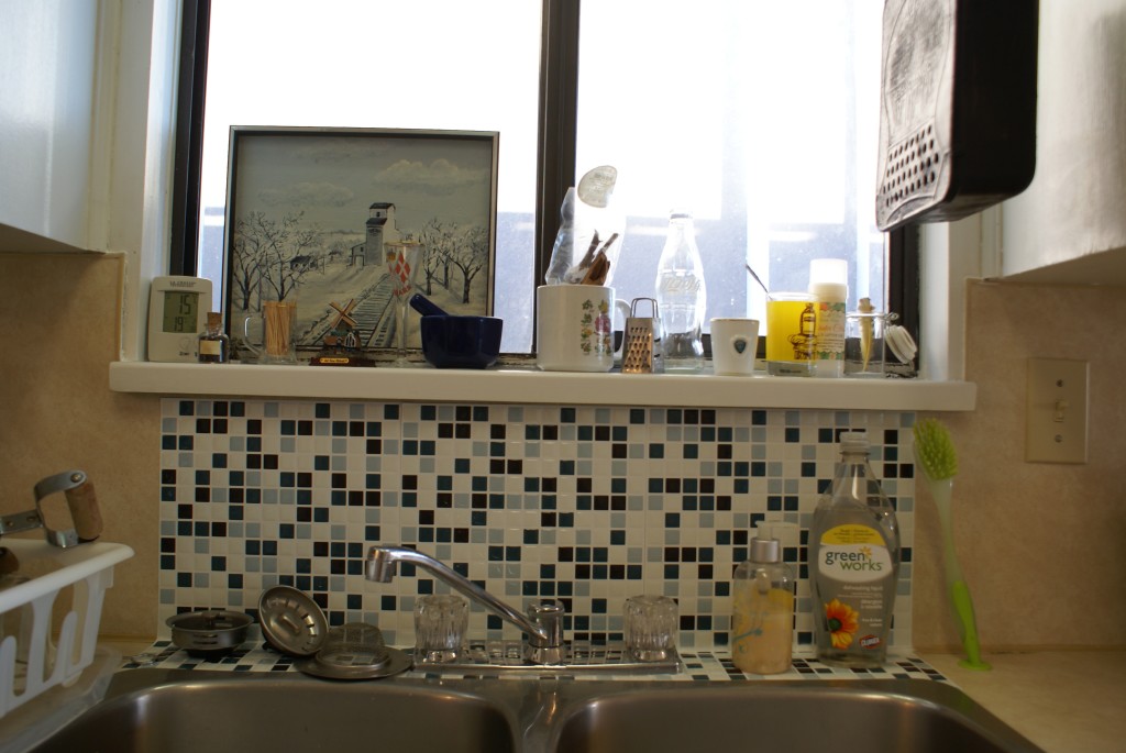 AFTER: Vinyl tile sticker hack.
